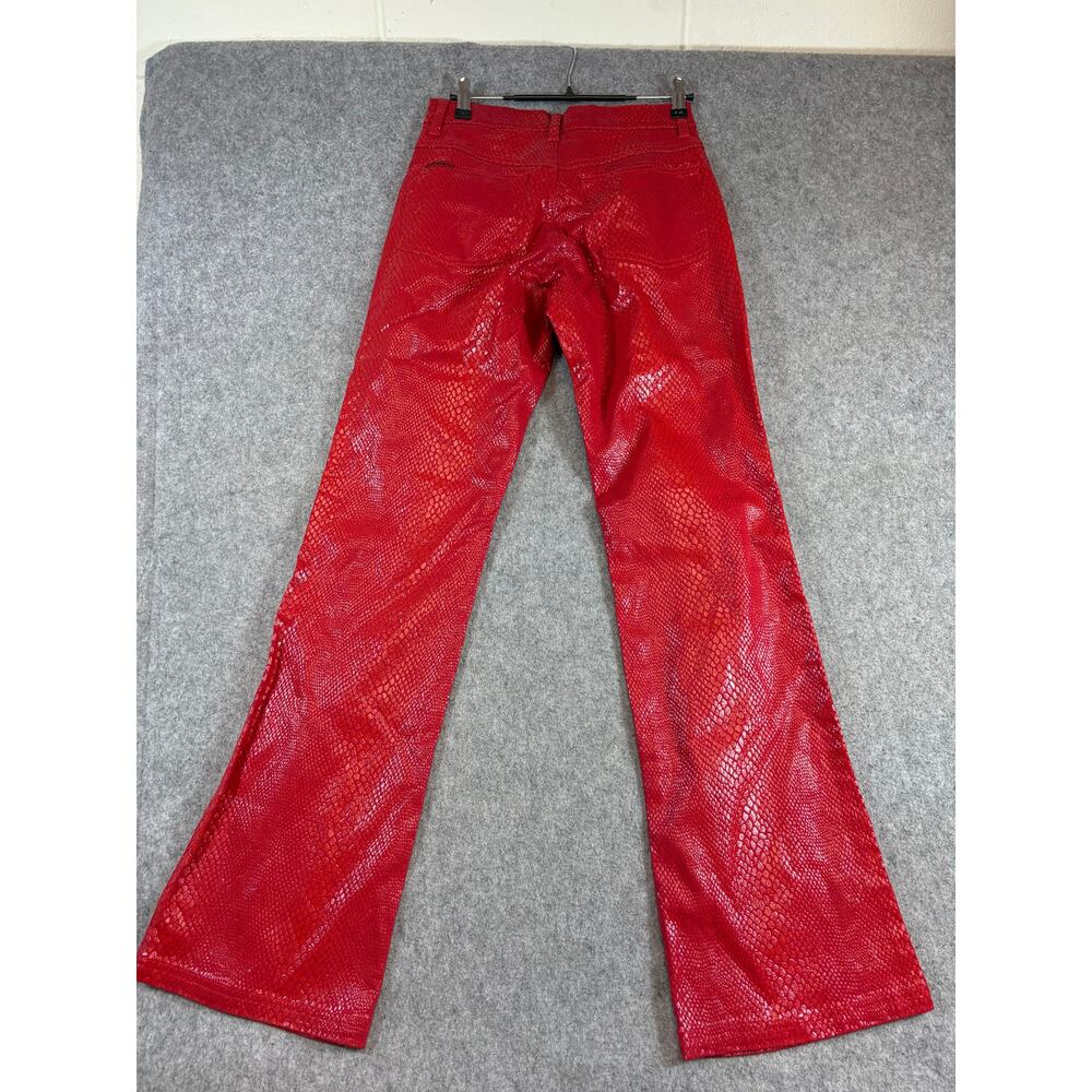 Y2K RVT Bootcut Pants Girls 9/10 Red Snakeskin Leather Bell Bottom Bratz NWT - Picture 5 of 9
